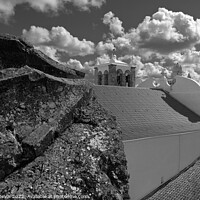 Buy canvas prints of By the ruins of the keep tower of Serpa in monochrome by Angelo DeVal