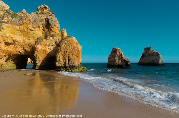 Praia dos Tres Irmaos scene in Algarve, Portugal Picture Board by Angelo DeVal