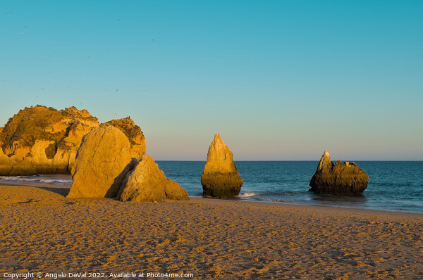 Sunset in Three Brothers Beach. Algarve Picture Board by Angelo DeVal