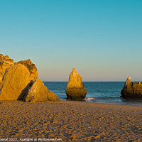 Buy canvas prints of Sunset in Three Brothers Beach. Algarve by Angelo DeVal