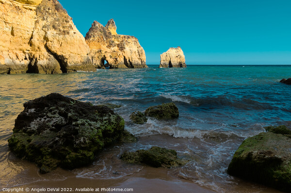 Rocks and Three Brothers Beach in Algarve Picture Board by Angelo DeVal