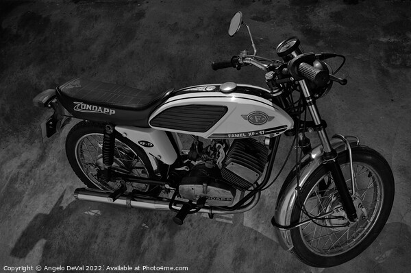 Zundapp Famel XF-17 Portuguese Motorcycle in Monochrome Picture Board by Angelo DeVal