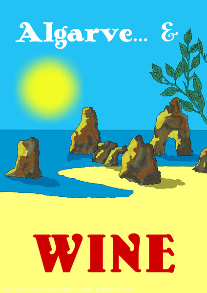 Algarve and Wine. Vintage Mosaic Illustration Picture Board by Angelo DeVal