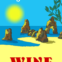 Buy canvas prints of Algarve and Wine. Vintage Mosaic Illustration by Angelo DeVal