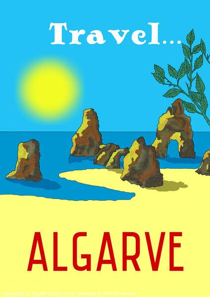 Travel Algarve. Vintage Mosaic Illustration Picture Board by Angelo DeVal