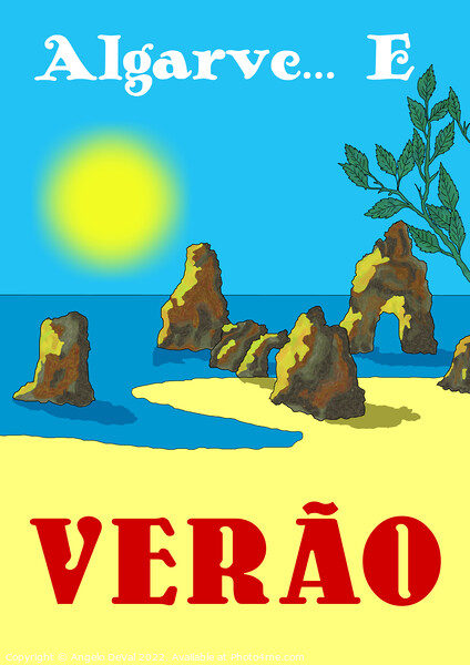 Algarve E Verao. Vintage Mosaic Illustration Picture Board by Angelo DeVal