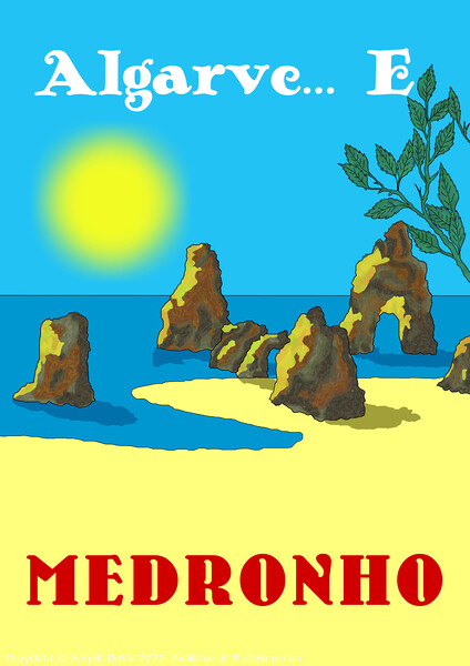 Algarve E Medronho v2. Vintage Mosaic Illustration Picture Board by Angelo DeVal