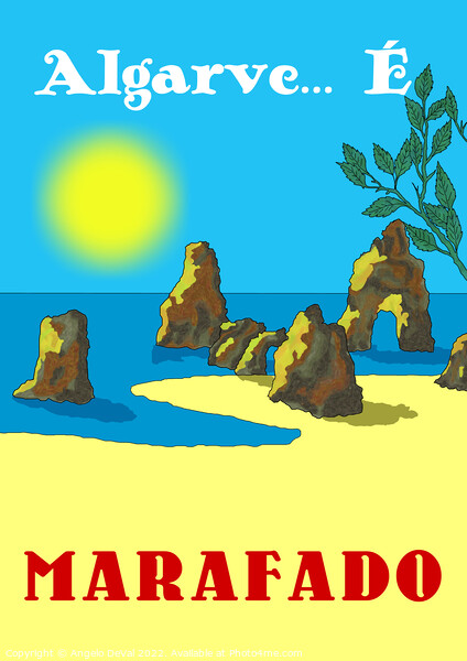 Algarve E Marafado v2. Vintage Mosaic Illustration Picture Board by Angelo DeVal