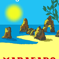 Buy canvas prints of Algarve E Marafado v2. Vintage Mosaic Illustration by Angelo DeVal