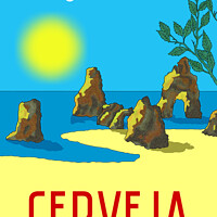 Buy canvas prints of Algarve and Cerveja. Vintage Mosaic Illustration by Angelo DeVal