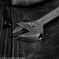Buy canvas prints of Wrench Tool on a Motorcycle Jacket by Angelo DeVal