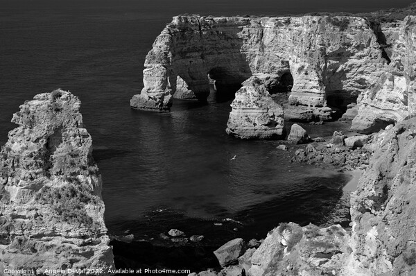 Marinha Beach Cliffs and Sea on Monochrome Picture Board by Angelo DeVal