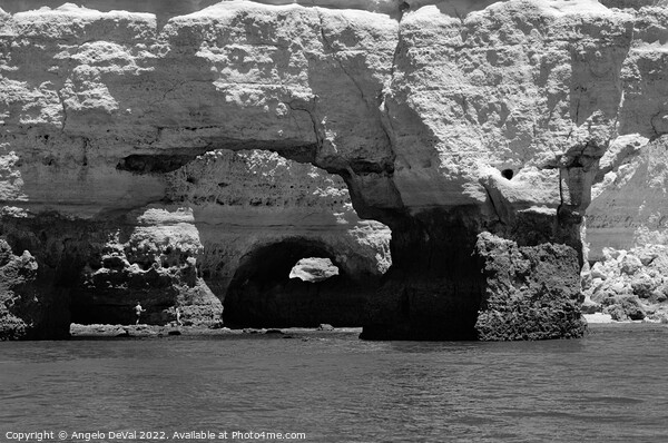 Marinha Beach Rocky Arches in Monochrome Picture Board by Angelo DeVal