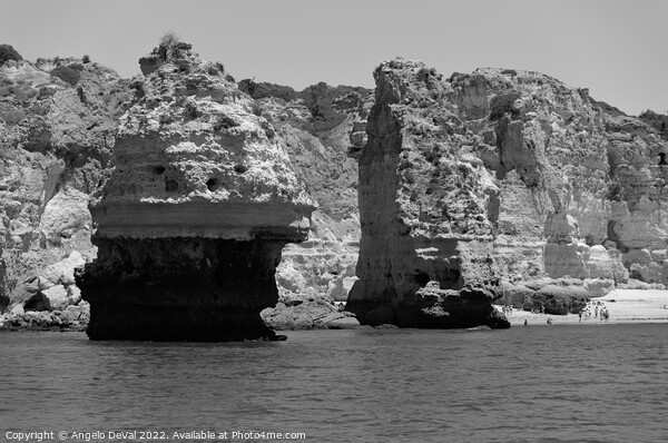 Cliffs and Sea of Carvoeiro in Monochrome Picture Board by Angelo DeVal