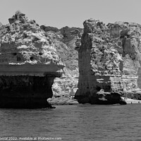 Buy canvas prints of Cliffs and Sea of Carvoeiro in Monochrome by Angelo DeVal