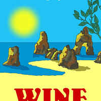 Buy canvas prints of Beach and Wine. Vintage Mosaic Illustration by Angelo DeVal