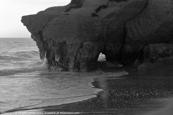 Tunnel Cliff in Gale Beach - Monochrome Picture Board by Angelo DeVal