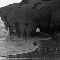 Buy canvas prints of Tunnel Cliff in Gale Beach - Monochrome by Angelo DeVal