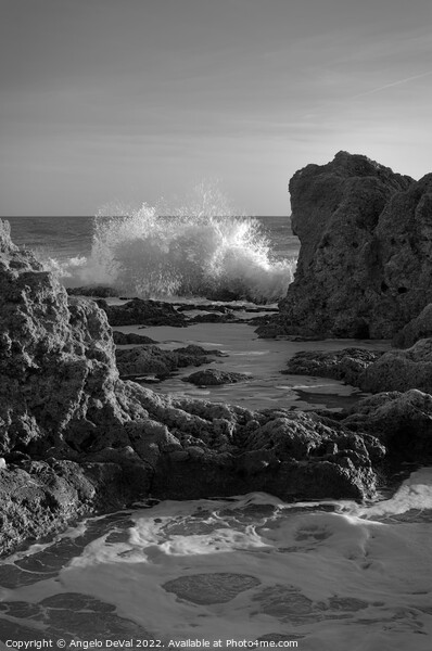Wave Crushing Rocks in Gale Beach Picture Board by Angelo DeVal