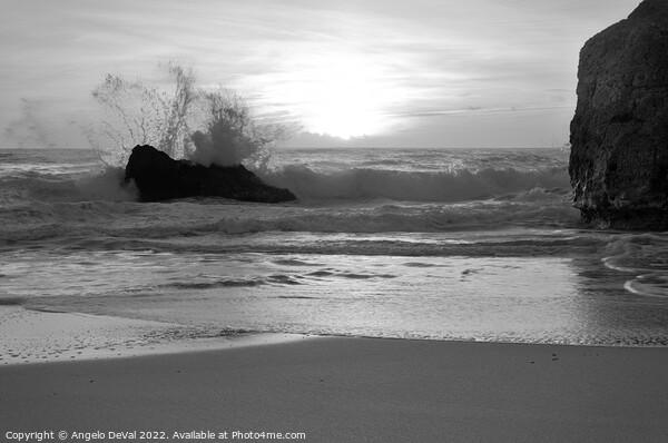 Sunset Waves Crushing Rocks in Gale Beach Picture Board by Angelo DeVal