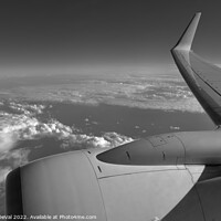 Buy canvas prints of Airplane Wing from Window - Monochrome by Angelo DeVal