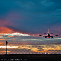 Buy canvas prints of Twilight Landing at Faro Airport - Algarve by Angelo DeVal