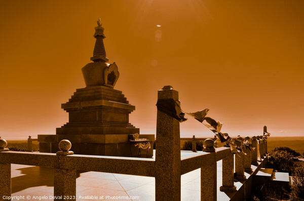 Stupa of Alto do Malhao - Sepia Picture Board by Angelo DeVal