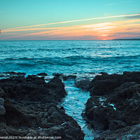 Buy canvas prints of Sunset in Gale Beach. Coast of Algarve by Angelo DeVal