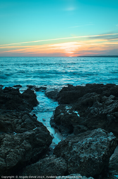 Sunset in Gale Beach. Coast of Algarve Picture Board by Angelo DeVal