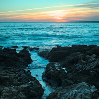 Buy canvas prints of Sunset in Gale Beach. Coast of Algarve by Angelo DeVal