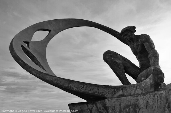 Pescadores Roundabout Statue in Monochrome - Albufeira Picture Board by Angelo DeVal
