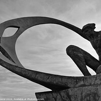 Buy canvas prints of Pescadores Roundabout Statue in Monochrome - Albufeira by Angelo DeVal