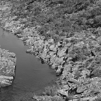 Buy canvas prints of River on the Rocks. BW version  by Angelo DeVal