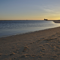 Buy canvas prints of Fuzeta beach sunset scenery. Portugal  by Angelo DeVal