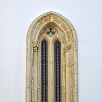 Buy canvas prints of Window of a medieval cathedral  by Angelo DeVal