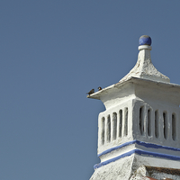 Buy canvas prints of Bird talk on a chimney in Algarve by Angelo DeVal