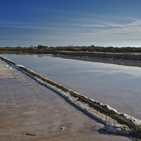 Buy canvas prints of Salt Evaporation Ponds in Algarve by Angelo DeVal