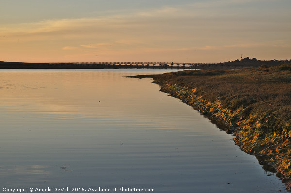 Bridge and Ria at sunset in Quinta do Lago Picture Board by Angelo DeVal