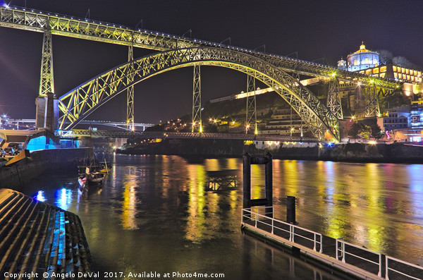 Dom Luis I Bridge at Night in Porto Picture Board by Angelo DeVal