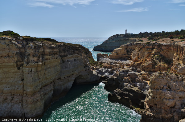 Carvoeiro lighthouse and cliffs Picture Board by Angelo DeVal