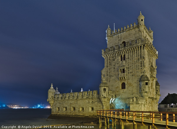 Torre de Belem view at night in Lisbon Picture Board by Angelo DeVal