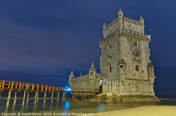 Torre de Belem at night in Lisbon Picture Board by Angelo DeVal