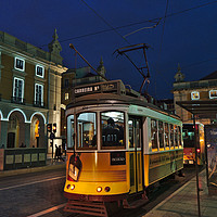 Buy canvas prints of Electrico at night in Terreiro do Paco by Angelo DeVal