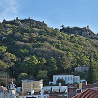 Buy canvas prints of Castelo dos Mouros and Rooftops in Sintra by Angelo DeVal