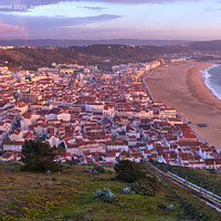 Buy canvas prints of Nazare overview at sunset by Angelo DeVal