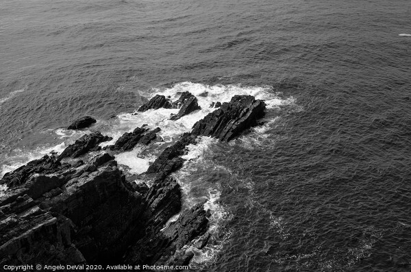 Rocks and Waves in Cape Sardao with Monochrome Picture Board by Angelo DeVal