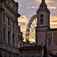 Buy canvas prints of Ferris Wheel and sunset in Marseille by Angelo DeVal