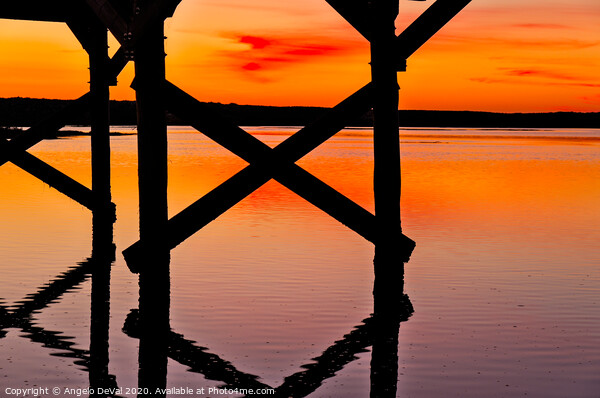 Wooden Bridge Silhouette at Dusk Picture Board by Angelo DeVal