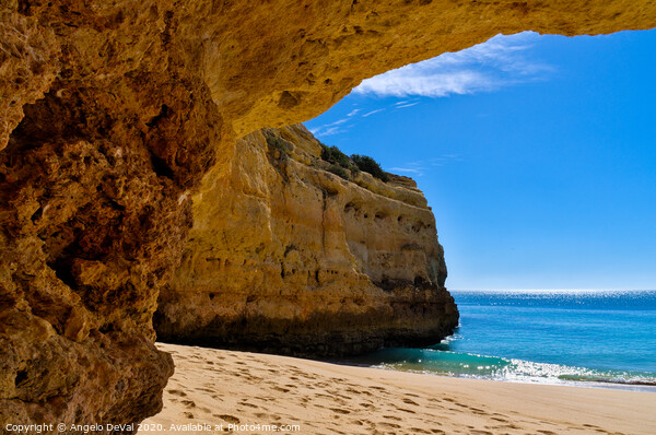 Cliff cave in Albandeira Beach Picture Board by Angelo DeVal