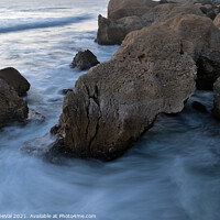Buy canvas prints of Natural Rocky Sculptures and smooth sea waves in G by Angelo DeVal